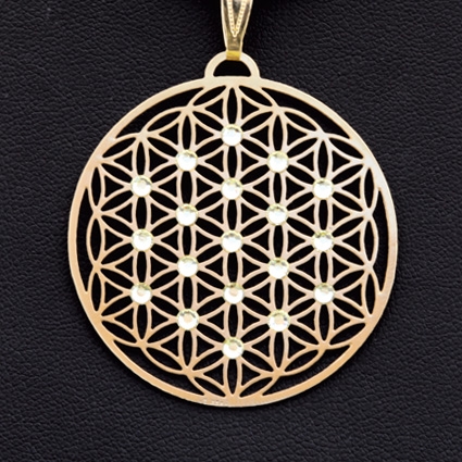 Blume des Lebens "Sonne", 24 Karat vergoldet, Ø 4cm Blume des Lebens Amulett vergoldet Sonne